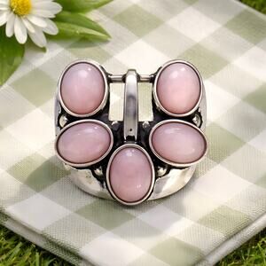 Pink Opal Belt Buckle Sterling Silver .925 Ring Size 8 Boho Southwestern